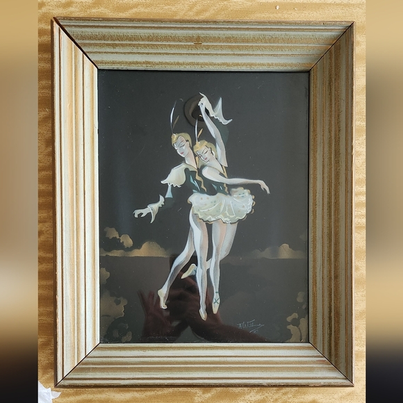 Vintage Framed Harlequin Ballet Dancers